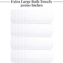 Tens Towels Pack of 4 Extra Large Bath Towels 30 x 60 Inches, 100% Cotton, Larger & Lighter Weight, Quicker to Dry, Super Soft and Absorbent, Perfect for Bathroom, White