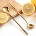 4 PCS 6.7 Inches Coffee/ Tea Spoons Long Handle, Gold, Ice Tea, Espresso Stainless Steel Long Spoons for Stirring
