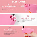 Stitch Gun for Clothes - Handheld Stitch Gun Quick Clothing Fixer - Tagging Gun - Includes 6 Needle, 1000 Black Fasteners & 1000 White Fasteners (Pink/Orange)