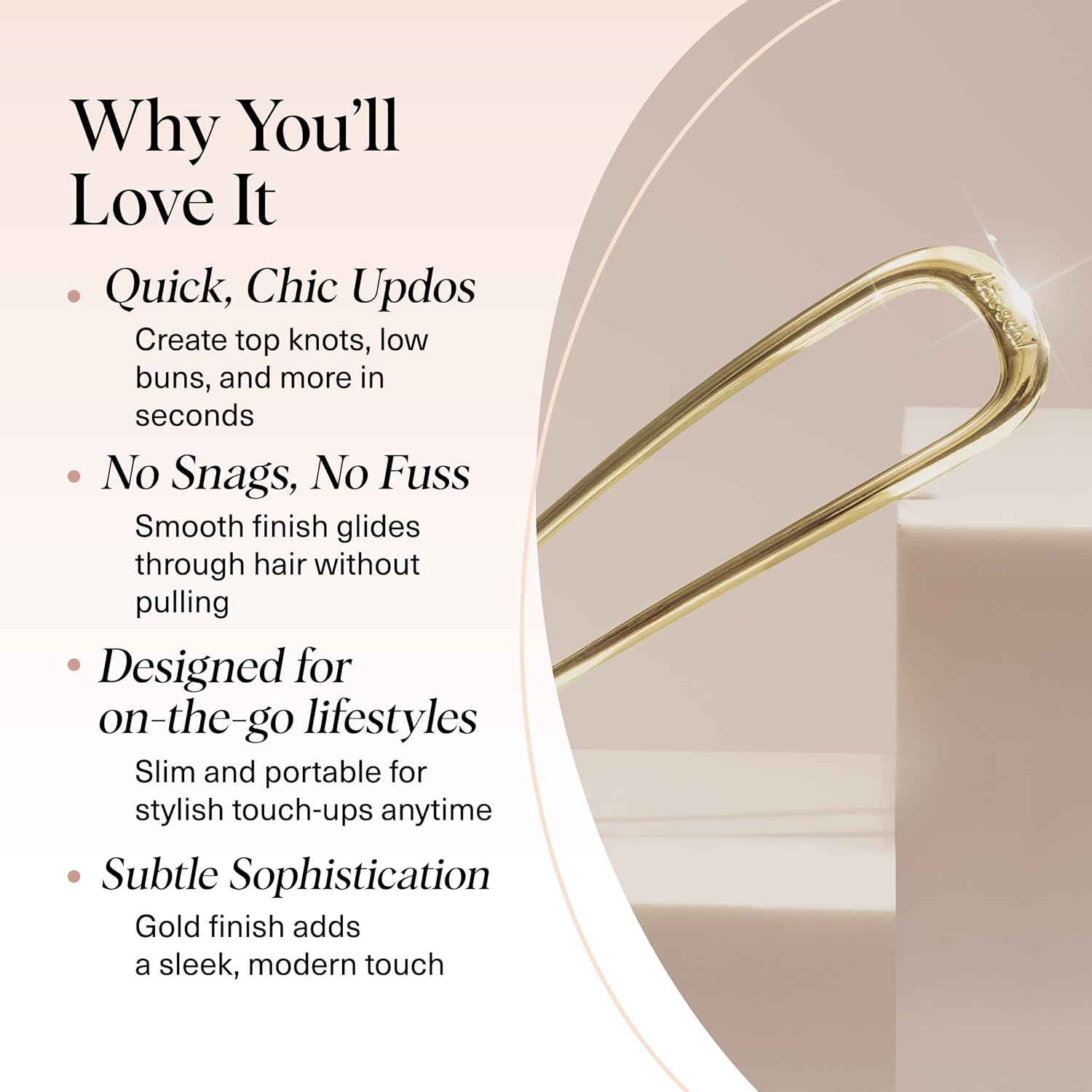 Kitsch French Hair Pins for Women – Elegant & Durable Metal Hair Fork for Updos, Chignon, Bun & Twist Hairstyles, Secure Hold All Day, Comfortable Fit | Ideal Gifts for Women- Gold, 1pc