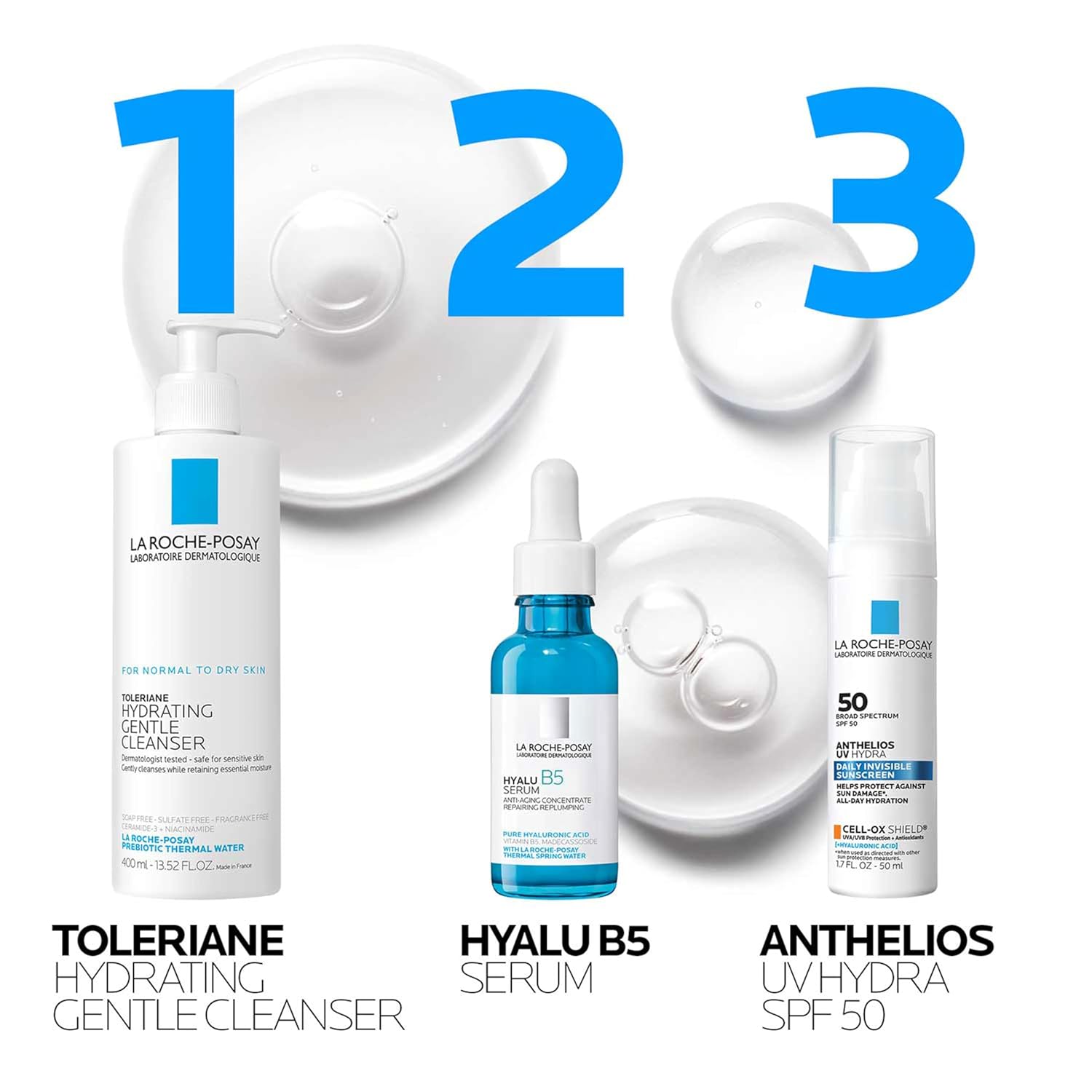 La Roche-Posay Hyalu B5 Pure Hyaluronic Acid Serum for Face, Vitamin B5 + Hyaluronic Acid + Madecassoside, Hydrating Serum Visibly Plumps Skin, Sensitive Skin Safe, Anti Aging, Oil-Free