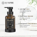 Luxspire Foaming Soap Dispenser, Glass Foam Pump Soap Dispenser, Non-Slip Hand Soap Bottle with 5 Waterproof Labels, 15 Oz Refillable Liquid Soap Bottle for Bathroom & Kitchen, Amber, 2 Pack
