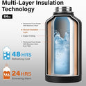 Insulated Water Bottle | Thickened Stainless Steel Vacuum Metal Thermos | Portable Sports Half Gallon Large Water Jug for Gym and Hiking with Straw, Carrier Bag, Handle Strap | BPA-Free 64 oz