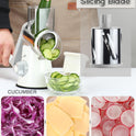 Ourokhome Rotary Cheese Grater Hand Crank, Kitchen Shredder Speed Mandolin Slicer Nuts Grinder with Handle and Drum Blades for Cheese, Vegetable, Walnuts, Chocolate, Potato, Carrot, 3 Blades, White