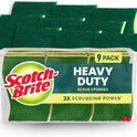 Scotch-Brite Heavy Duty Scrub Sponge, 9 Kitchen Sponges Designed for Tough Messes in the Kitchen that Last 3X Longer*, Best for Cast Iron Skillets and Outdoor Grills, Flexible, Durable, and Strong