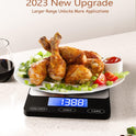 Food Scale -33lb Digital Kitchen Scale for Food Ounces Grams Rechargeable 304 Stainless Steel,Batteries and Type-C Charging | Perfect for Meal Prep, Cooking, and Baking, Black