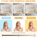 Vabches Make Up Vanity Desk with Mirror and Lights, White Vanity Table Set with Charger Station,Girls Small Vanity and Storage Chair