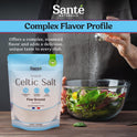 Sante Naturelle Celtic Salt Organic Fine Ground - 1.1lb (18oz) Unrefined French Mineral Sea Salt Organic, Rich in 82+ Minerals, 100% Natural & Hand Harvested Sal Celtica
