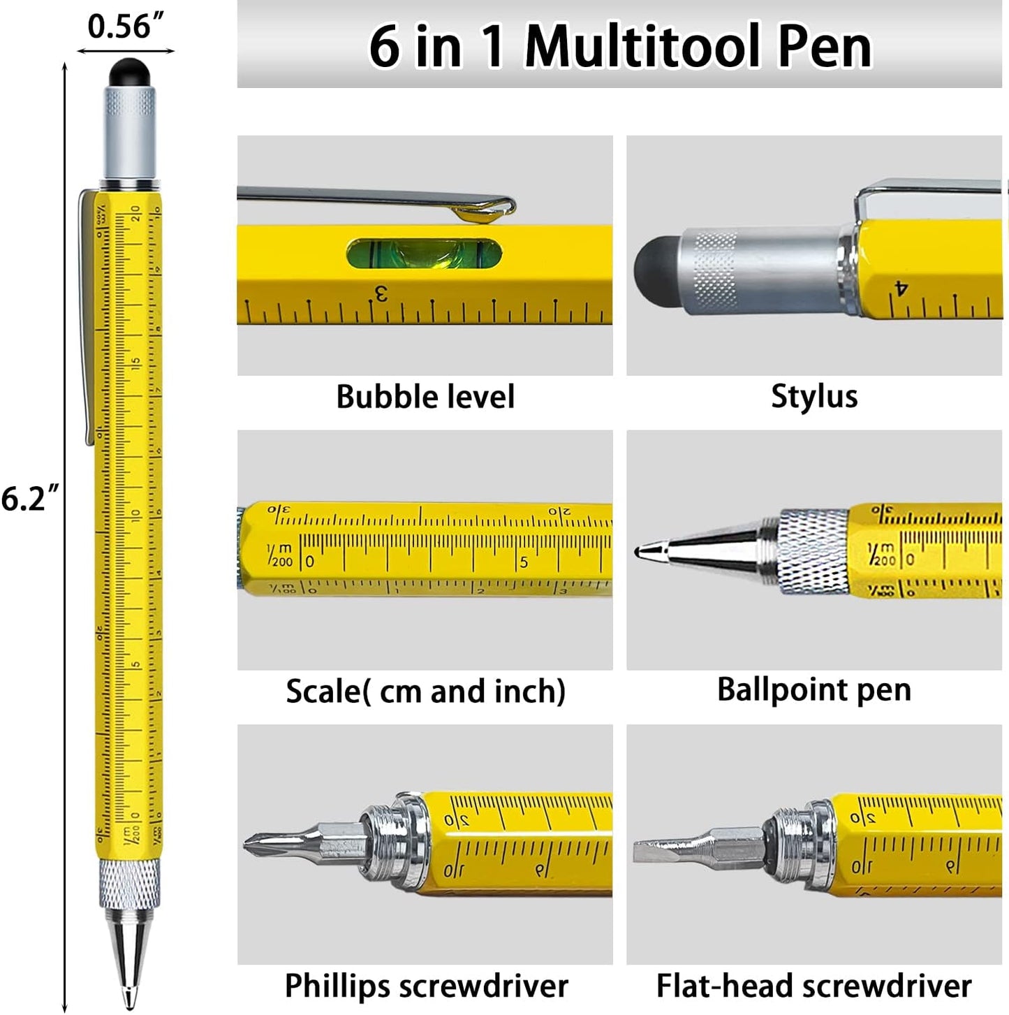Gifts for Men, Multitool Pen Set 2pcs Multi-Tool Pens Birthday Gifts for Men Dad Gifts for Dad Him Boyfriend Husband Boss, Cool EDC Tools Gadgets Mens Gifts for Anniversary Christmas Stocking Stuffers