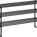 SONGMICS Shoe Rack, 3-Tier Shoe Organizer, Metal Storage Shelf, Upright or Upside Down, for 16-20 Pairs, Stackable, for Entryway, 11.8 x 36.2 x 21.7 Inches, Black ULSA303B02