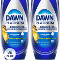 Dawn Platinum EZ-Squeeze Dish Soap, Dishwashing Liquid, Fresh Rain, 2x18oz Bundle