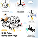 Spiral Car Seat Baby Toys 0-6 Months, Infant Carseat High Contrast Sensory Toys Hanging Stroller Accessories, Newborn Shower Gifts for Baby Boys Essentials Stuff, Cute Black and White Cow