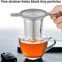 Ohtomber Tea Infuser Strainers, Stainless Steel Loose Leaf Tea Strainer Stepper with Heat Proof Double Handles, Extra Fine Mesh Ball Infusers, Diffuser Holder Filter for Mugs