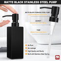 GMISUN Black Soap Dispenser Bathroom, Glass Hand Soap Dispenser with Stainless Steel Pump, 12 fl oz/350ml Refillable Dish Dispensers for Kitchen, Modern Liquid Lotion Bottles for Bathroom Countertop
