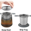 Ohtomber Tea Infuser Strainers, Stainless Steel Loose Leaf Tea Strainer Stepper with Heat Proof Double Handles, Extra Fine Mesh Ball Infusers, Diffuser Holder Filter for Mugs