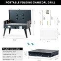 MASTER COOK Portable Charcoal Grill, Foldable BBQ Grill Kit Easy to Carry, Mini Tabletop Grill for Outdoor Camping, Patio and Picnic, 17.1”*10.8”*2.5”