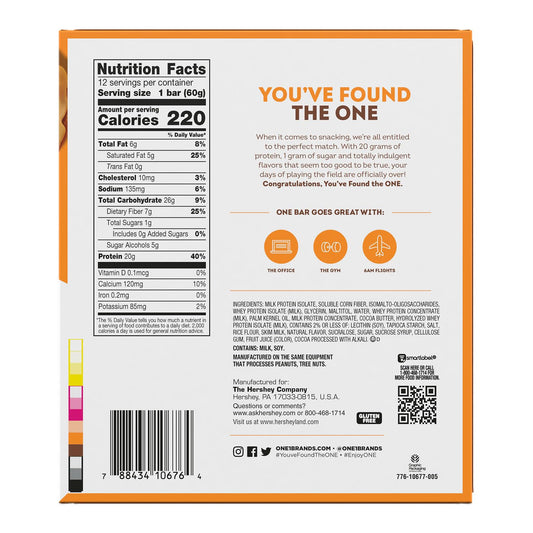 ONE Protein Bars, Maple Glazed Doughnut, Gluten Free with 20g Protein and 1g Sugar, Pantry Staples, 2.12 oz (12 Count)