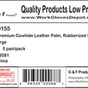 G & F Products unisex adult Safety Cuff Regular Grade work gloves, Grey, Large Pack of 5 US