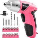 Hi-Spec Electric Screwdriver 27pc 3.6V Pink USB Small Power Screwdriver Set. Cordless & Rechargeable with Driver Bit Set
