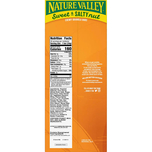 Nature Valley Sweet and Salty Granola Bars, Peanut, 30 Bars, 36 OZ