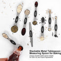 Magnetic Measuring Spoons Set Stainless Steel with Leveler, Stackable Metal Tablespoon Measure Spoon for Baking, Cups and Spoon Set Kitchen Gadgets Apartment Essentials Fits in Spice Jars