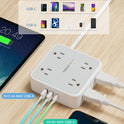 TESSAN Surge Protector Power Strip, 5 Ft Flat Plug Extension Cord with 3 USB (1 USB C) 8 Outlets, 1250W, 900J Protection, 3 Sided Outlet Extender with Power Switch for Office, Dorm Room Essentials