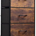 WLIVE Fabric Dresser for Bedroom, 5-Drawer Tall Dressers, Storage Organizer with Fabric Bins, Wood Top, Sturdy Steel Frame, Chest of Drawers for Closet, Hallway, Rustic Brown Wood Grain Print