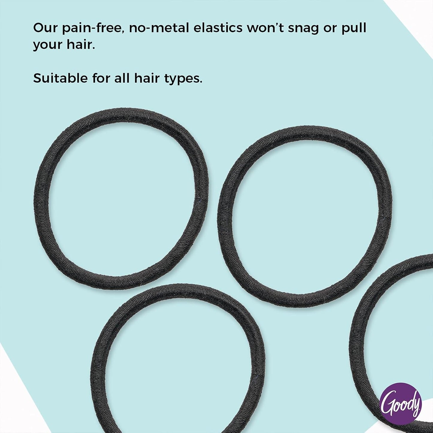 Goody Ouchless Hair Elastics – No Pull, No Breakage, Tangle-Free Hold for Thick, Curly, Coily & Textured Hair – 30 Count, Black, Long-Lasting Ponytail Holders for Women & Men