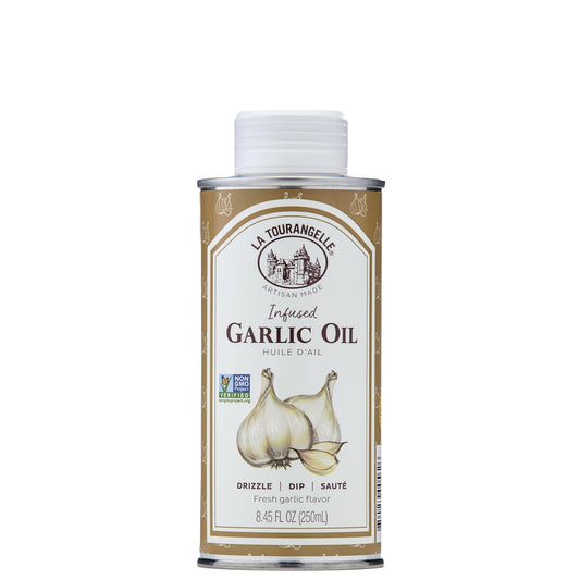 La Tourangelle, Garlic Oil, High Oleic Oil for Cooking Pastas, Salad Dressings, Drizzle on Popcorn, Irresistible Aroma and Flavor, 8.45 Fl Oz