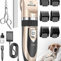 oneisall Dog Clipper Low Noise, Dog Grooming Kit with Rechargeable, Pet Shaver Cordless Electric Quiet Hair Clipper Set for Dogs Cats Pets（Gold）