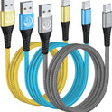 USB C Cable 10FT 3Pack Fast Charging Nylon Braided Long Type C Charger Cable for Samsung Galaxy S24 S23 S22 S21 S10 S9 S8 A02s A03s A11 A12 A13 A14 A21 A22 A32 A42 A53, Tablet, LG, Moto, TCL