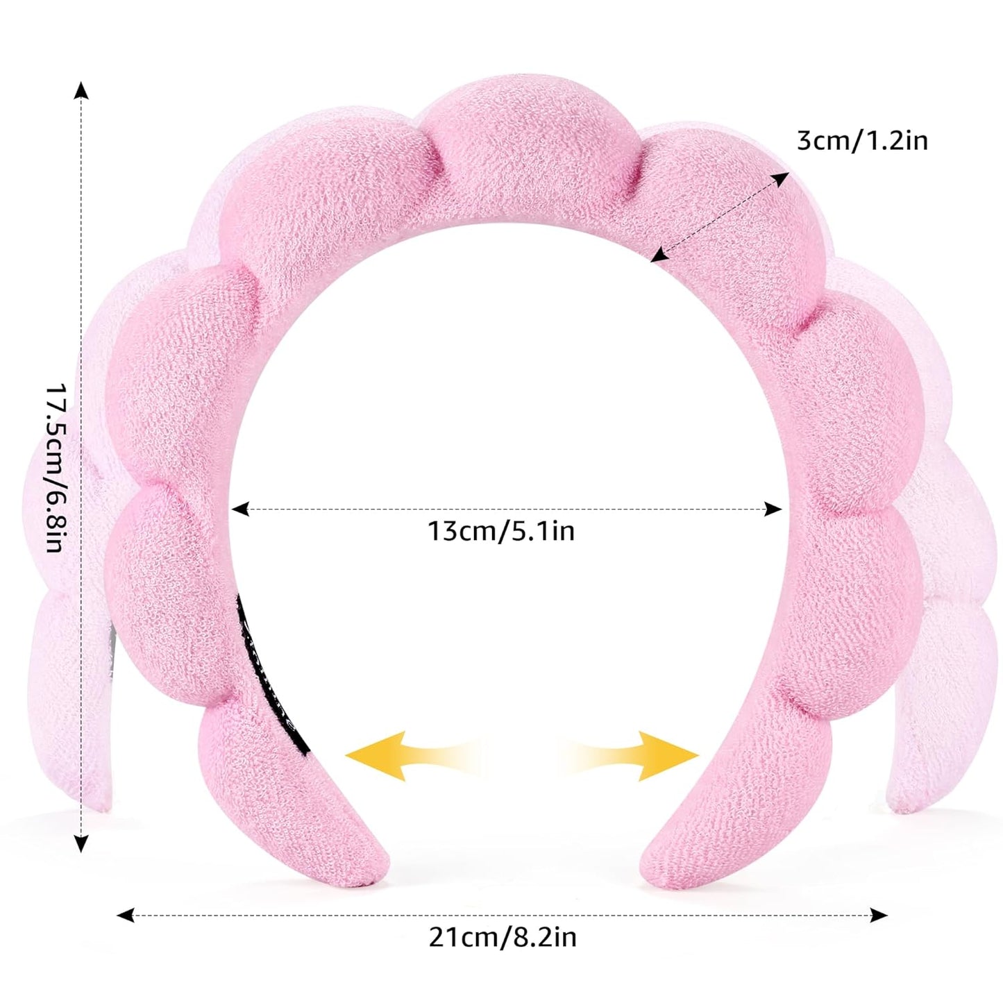 Spa Headbands for Washing Face or Facial, Set of 2 Skincare Headbands, Terry Cloth Headband Wash Combo Pack - Puffy Makeup Washing, Mask, Skin Treatment (Black & Pink)