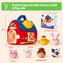 hahaland Baby Toys 6-12 Months - Surprise Barn Stuffed Farm Animals, Rattle, Crinkle, Mirror, Montessori Toys for 6 Month Old Babies Sensory Balls Toddlers 1-3 Gifts Baby Stocking Stuffers