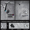 High Pressure Rain Shower Head: Upgrade Shower Heads with Handheld Spray Combo with Fixed Showerhead and 10 Sprays Handheld Shower Head, Detachable Shower head Built-in Magnetic Docking and Power Jets