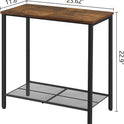 Hoctieon 2 Tier End Table, Sofa Side Table, Narrow Side Table with Storage, Slim Nightstand for Small Spaces, Metal Frame, for Living Room, Bedroom, Sofa Couch, Hall, Rustic Brown