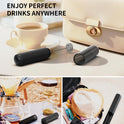 CIRCLE JOY Rechargeable Milk Frother Hanheld, Dual Coil Whisk Head Electric Coffee Frother, Portable Hand Frother Wand Drink Mixer for Matcha Lattes Cappuccino, Kitchen Gifts, Black