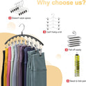 Legging Organizer for Closet, Metal Yoga Pants Hangers 2 Pack w/10 Clips Holds 20 Leggings, Space Saving Hanging Closet Organizer w/Rubber Coated Closet Organizers and Storage, Black