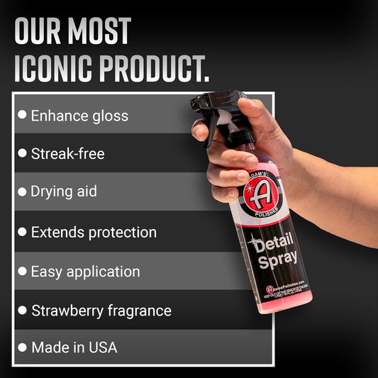 Adam's Detail Spray (16 fl. oz) - Quick Waterless Car Detailer | Polisher Clay Bar & Car Wax Booster | Adds Shine & Gloss Depth