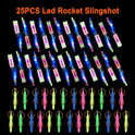 25 Sets LED Flying Set, 25 Slingshot+25 Glow Helicopter-50 Pcs, Flying Toy Outdoor Toys Glow in The Dark Party Supplies Party Favors for Kids 8-12,4-8