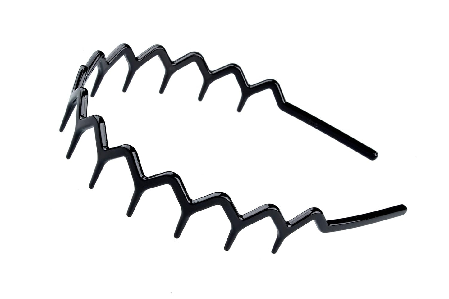 Zig Zag Headbands, Recycled Plastic Wavy Hair Band with Teeth, Headbands for Women and Men, Classic 90s Hair Accessories, (1 Black Color+1 Brown)