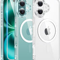 FNTCASE for iPhone 16 Case Clear: Magnetic Phone Cases with Screen Protector Drop Proof Compatible with Magsafe Slim Anti Yellowing Rugged Shockproof Protective Transparent Cell Cover (A-Clear)