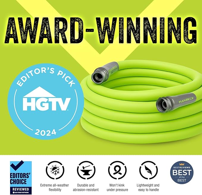 Flexzilla Garden Hose with SwivelGrip, 5/8 in. x 50 ft., Lightweight All-Weather Water Hose, Durable and Flexible, Leak-Free Connections