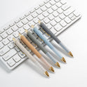 Linbsunne Ballpoint Pens Black Medium Point 1mm Pen with Super Soft Grip Ball Point Pen for Men Women Retractable Pens (gold-12 pcs)
