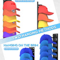 2 Pack Hat Organizer for Baseball Caps, Strong Adhesive Hat Rack for Wall, Multilayer Hat Storage Display Holder, Wall Mounted Hat Hooks Hold up to 18 Hats for Closet Door and Bedroom (Black)