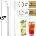Piteno® 16-Pack Reusable Glass Straws Set, Clear Glass Drinking Straws, 8.5''x10MM, Set of 6 Straight and 6 Bent with 4 Cleaning Brushes, Perfect for Smoothies, Milkshakes, Juice, Tea