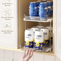 Delamu 2-Tier Multi-Purpose Bathroom Under Sink Organizers and Storage, Stackable Kitchen Pantry Organization, Pull Out Medicine Cabinet Organizer with Movable Dividers, White, 2 Pack