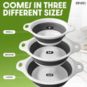 Collapsible Colanders (3 Pack Set) Food Strainers with Over-Sink Water Draining Base for Pasta Fruits and Vegetables (Patent Pending) White (3 Sizes, 3QT, 4QT and 5 Quart)