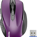 TECKNET Wireless Mouse, 2.4G Ergonomic Optical Mouse, Computer Mouse for Laptop, PC, Computer, Chromebook, Notebook, 6 Buttons, 24 Months Battery Life, 2600 DPI, 5 Adjustment Levels