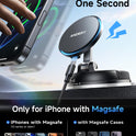 ANDERY Only for iPhone Magsafe Car Mount Charger [15W Wireless Faster Charging, 78+LBS Strongest Suction, 2400gf Strongest Magnetic] 360° Adjustable Car Phone Holder, Phone Holders for Your Car