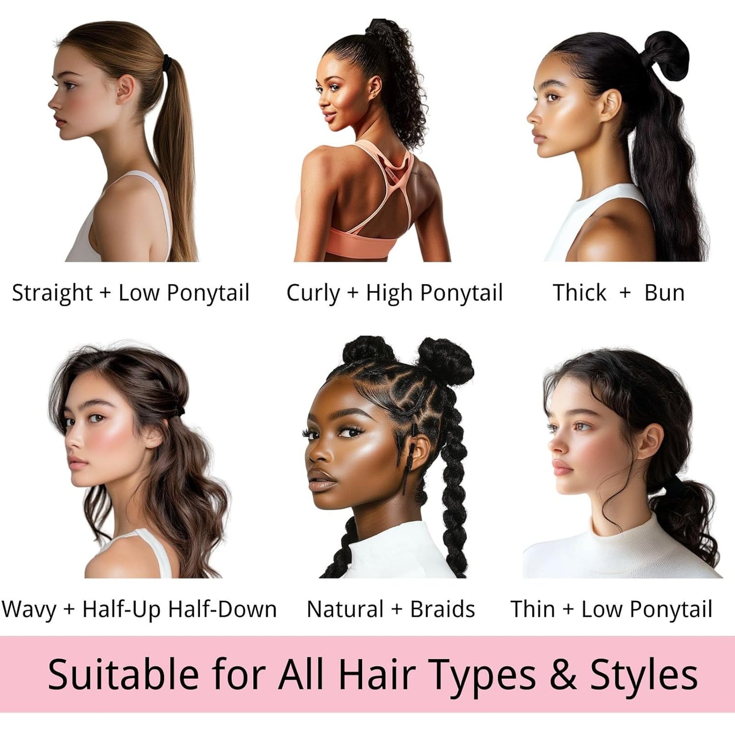 LuSeren 120PCS Black Hair Ties for Thick Hair – Seamless No Damage Elastic Ponytail Holders, Black Hair Band,Bulk Nylon Hair Elastics for Women
